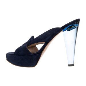 Gianvito Rossi Suede Mules with Lucite Heel |  IT 37.5